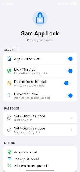 Security and passcode settings
